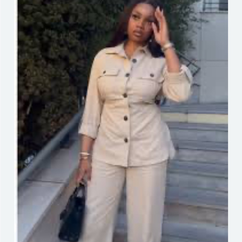 LINEN BLEND STRAIGHT TROUSERS. Size XL